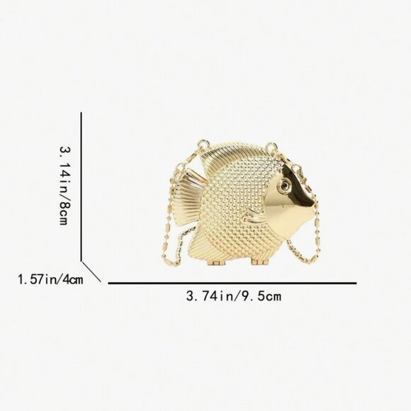 Small Gold Fish Statement Bag – Coastal Charm Meets Golden Elegance - Picture 4 of 10